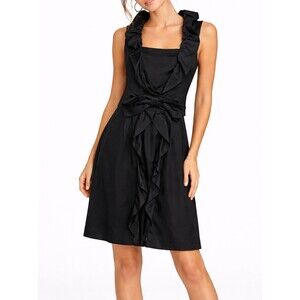 Milly Black Ruffle Bow Front Dress Size 6